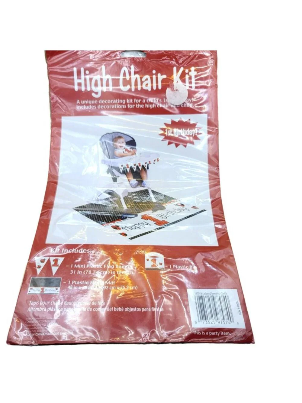 High Chair Kit 1st Birthday Party Decorations Flag Banner Bib Floor Mat Jj3506